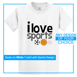 Personalised Sports Lover White T-Shirt With Your Own Artwork On Front